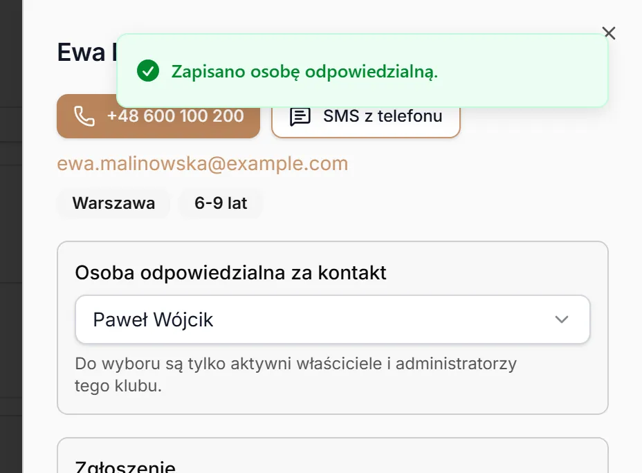 Osoba odpowiedzialna zapisana