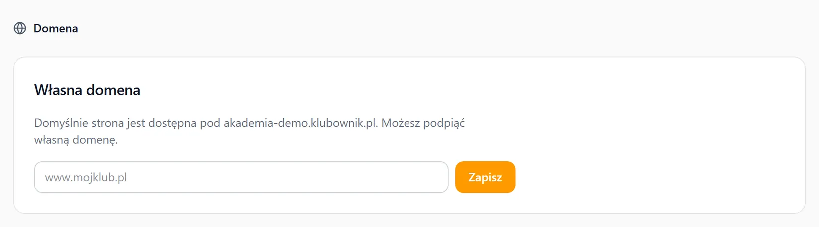 Wpisanie własnej domeny i sprawdzanie jej statusu