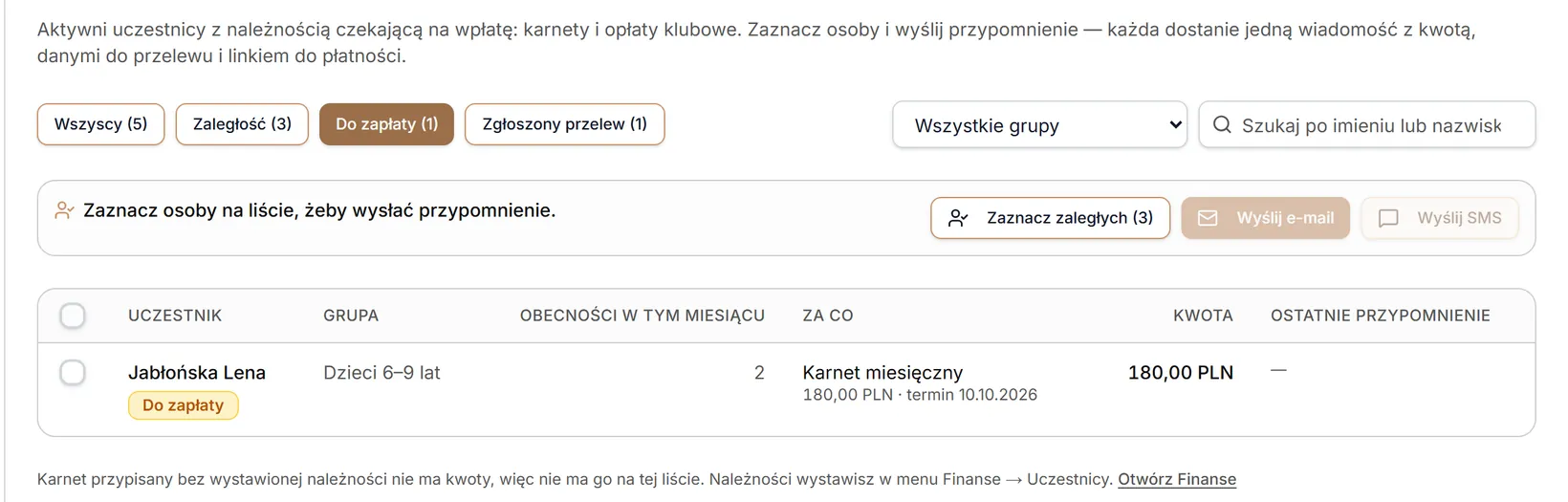 Do zapłaty — filtr Do zapłaty