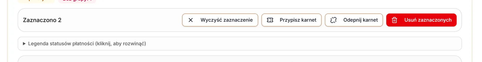 Pasek zaznaczenia i akcje zbiorcze