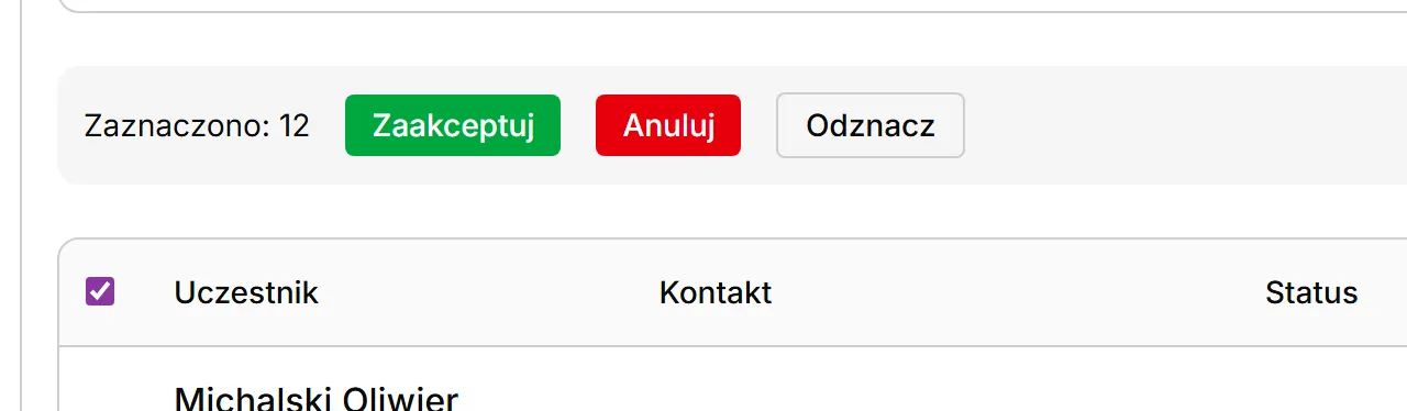 Zaznaczone wszystkie zapisy