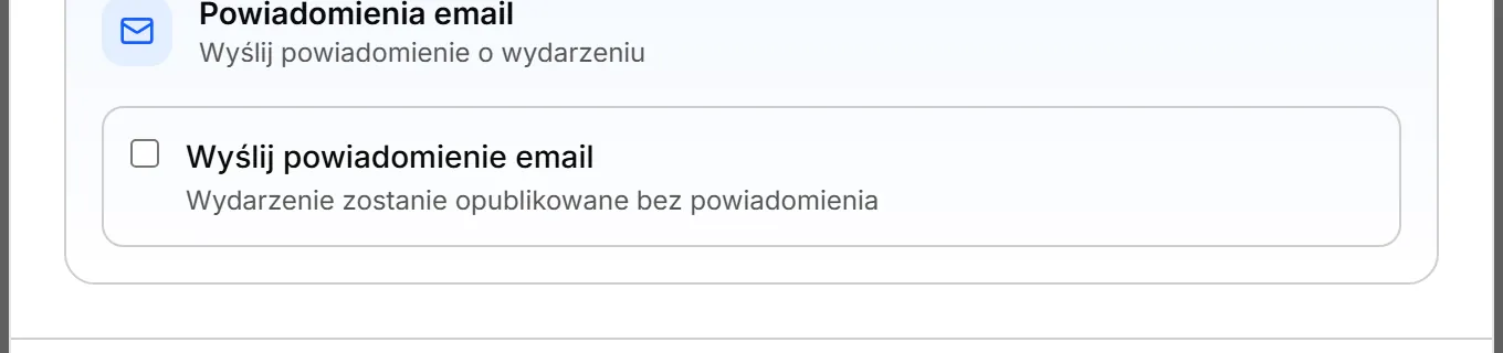 Wydarzenie bez powiadomienia e-mail