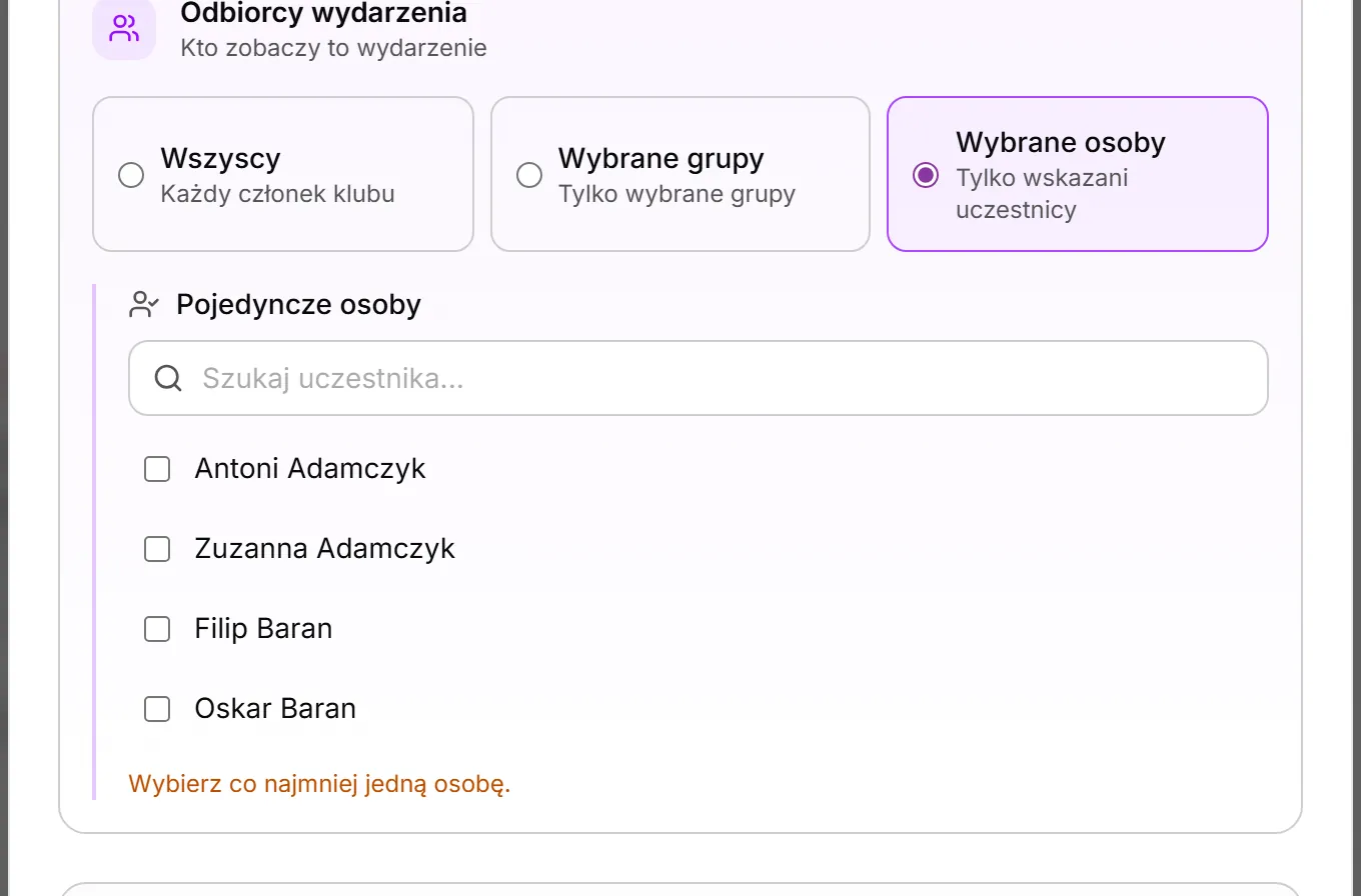 Wybrane osoby — nikt nie jest zaznaczony