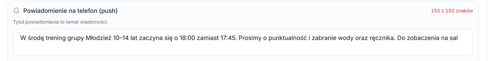 Licznik powiadomienia na limicie