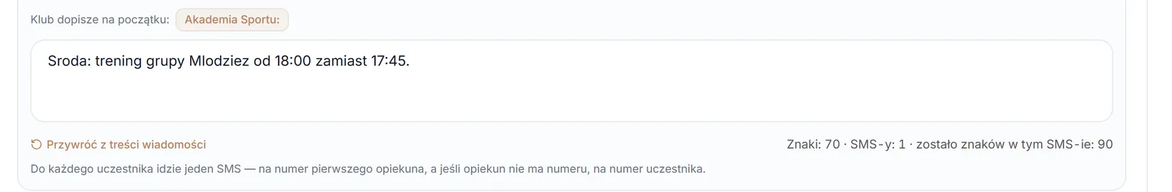 Własny tekst SMS w jednej wiadomości