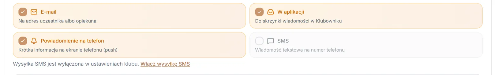 SMS wyłączony w ustawieniach